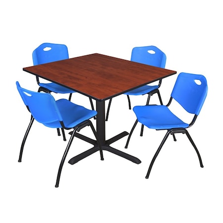 Cain Cain Square Table & Chair Set, Wood, Metal, Plastic Top, Cherry TB4848CH47BE